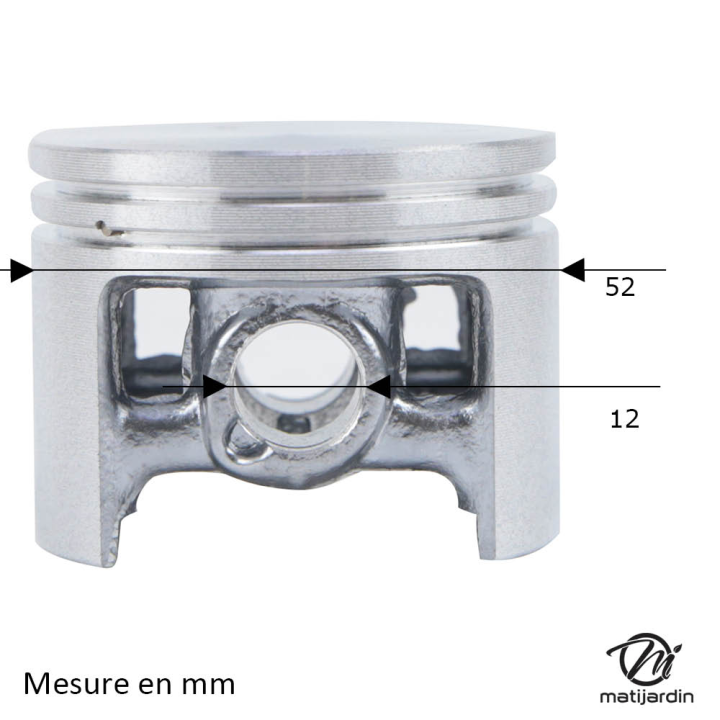 Cylindre piston adaptable pour tronçonneuse Stihl MS381. Diamètre 52 mm