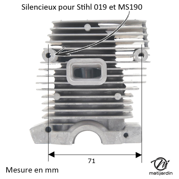 Cylindre piston adaptable pour tronçonneuse Stihl 019, MS190. Diamètre 40 mm