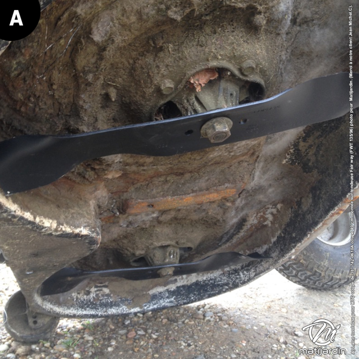 Lame tondeuse pour MTD coupe 38". N° 942-0610. Coupe 49 cm