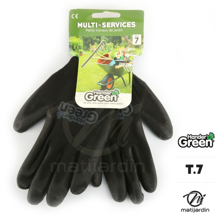 Gants polyester. Taille 8. Noir. HanderGreen®