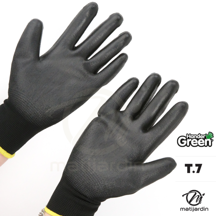 Gants polyester. Taille 8. Noir. HanderGreen®