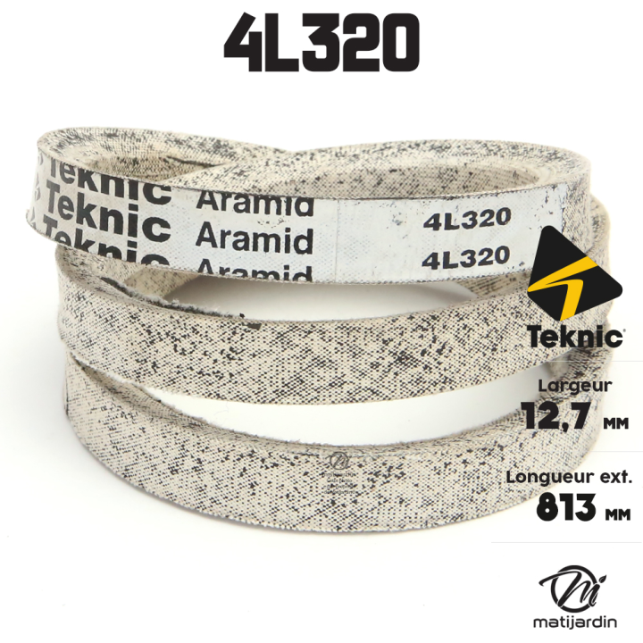 Courroie tondeuse Teknic 4L32 Kevlar Trapézoïdale - 12,7 mm x 813 mm