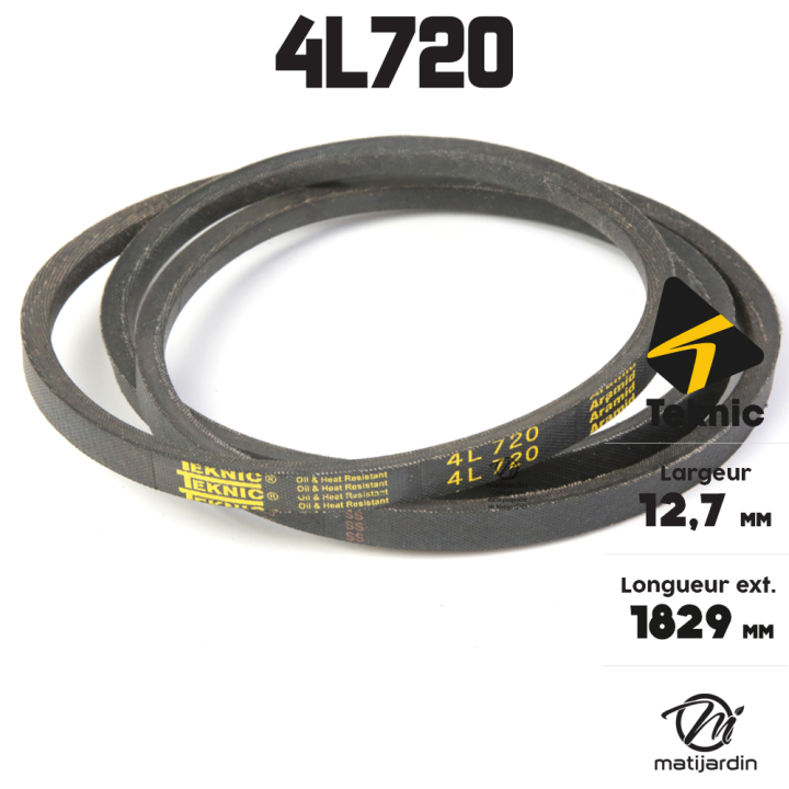 Courroie tondeuse Teknic 4L72 Kevlar Trapézoïdale - 12,7 mm x 1829 mm