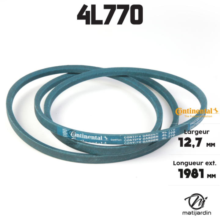 Courroie tondeuse 4L770 Continental Kevlar - 12,7 x 7,2 x 1956 mm