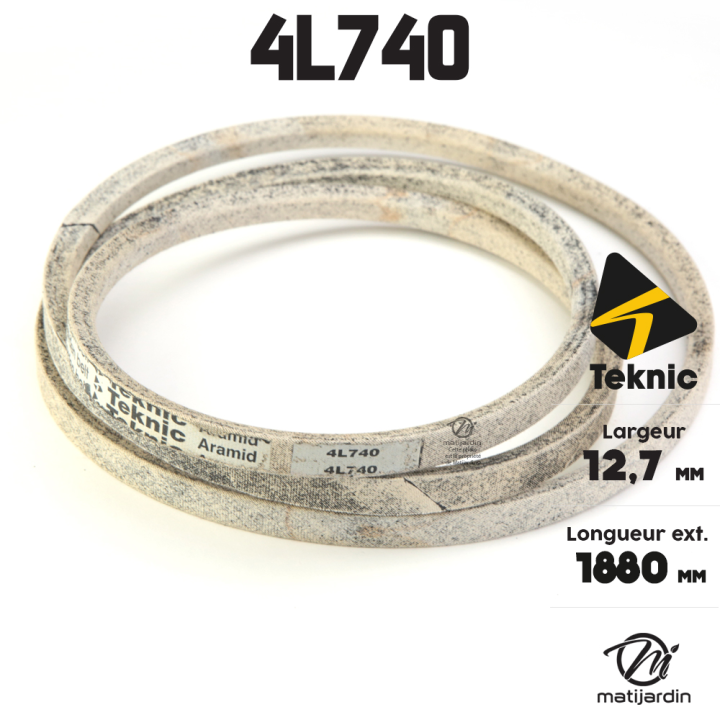 Courroie tondeuse Teknic 4L74 Kevlar Trapézoïdale - 12,7 mm x 1880 mm