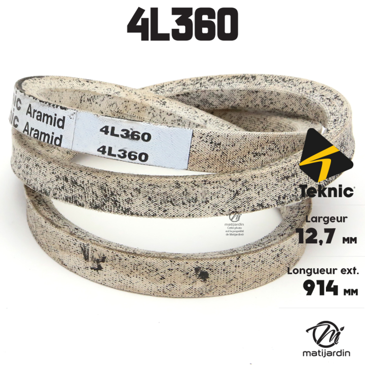 Courroie tondeuse Teknic 4L36 Kevlar Trapézoïdale - 12,7 mm x 914 mm