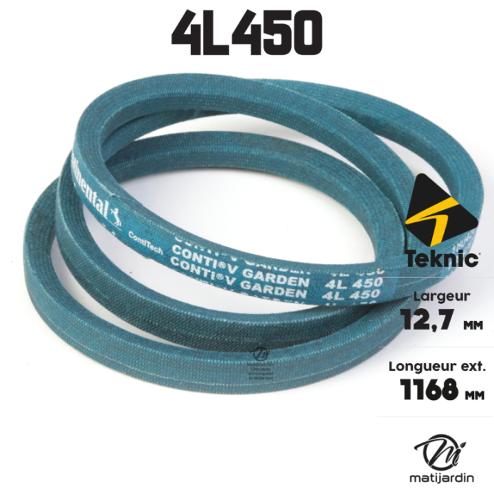 Courroie tondeuse 4L450 Continental Kevlar - 12,7 x 7,2 x 1143  mm