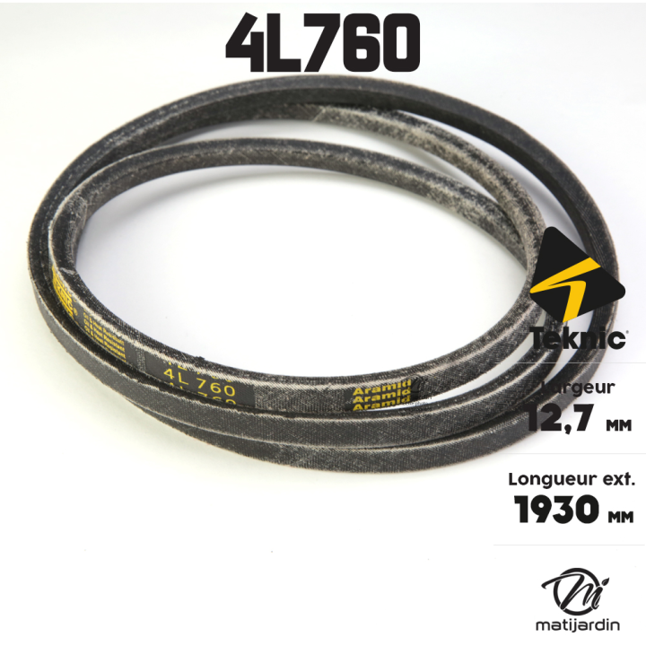 Courroie tondeuse Teknic 4L76 Kevlar Trapézoïdale - 12,7 mm x 1930 mm
