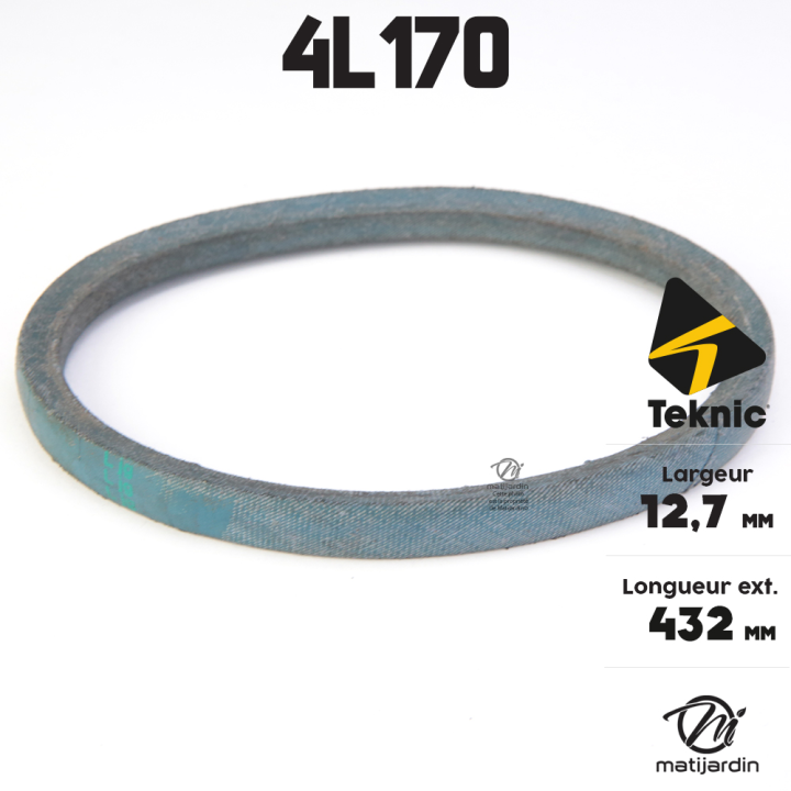Courroie tondeuse Teknic 4L17 Kevlar Trapézoïdale - 12,7 mm x 432 mm