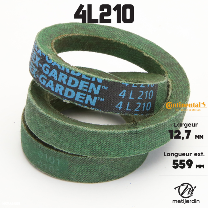 Courroie tondeuse 4L210 Continental Kevlar - 12,7 x 7,2 x 533  mm