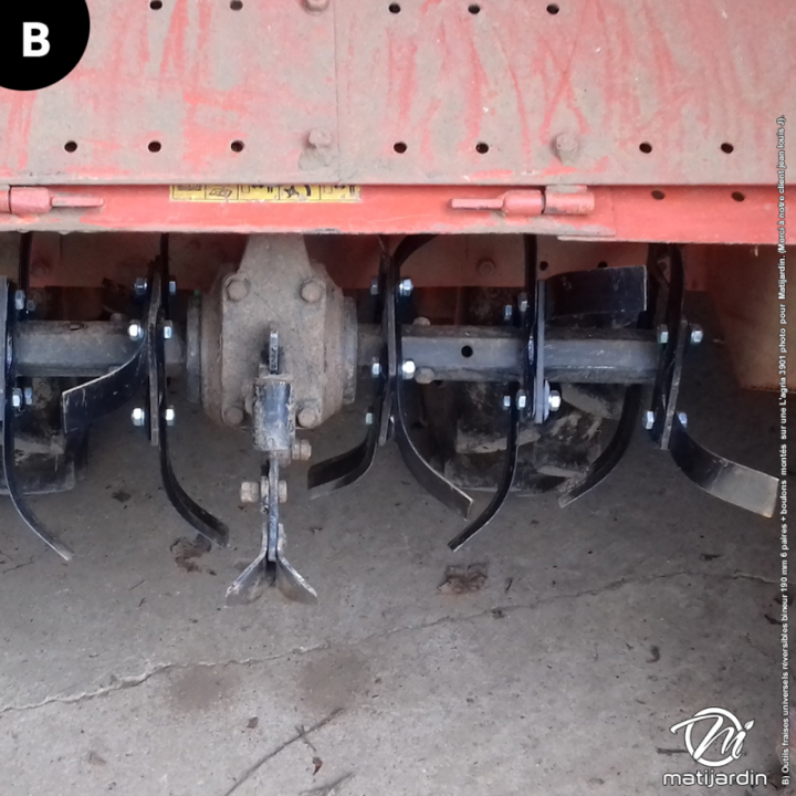 Outils, couteaux de fraises universels réversibles. Type bineur. Longueur : 190 mm