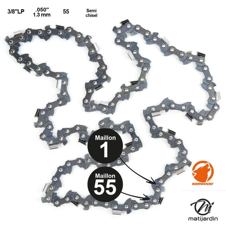 Chaine Kerwood pour STIHL MS211 3/8"LP 1,3 mm 55 maillons