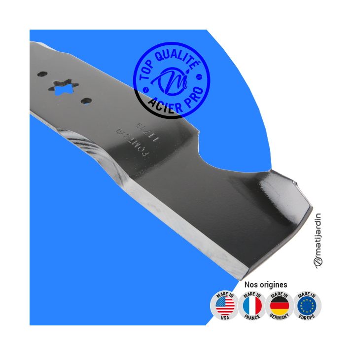 Lame tondeuse pour MTD. N°742-0677. Coupe 46,7 cm