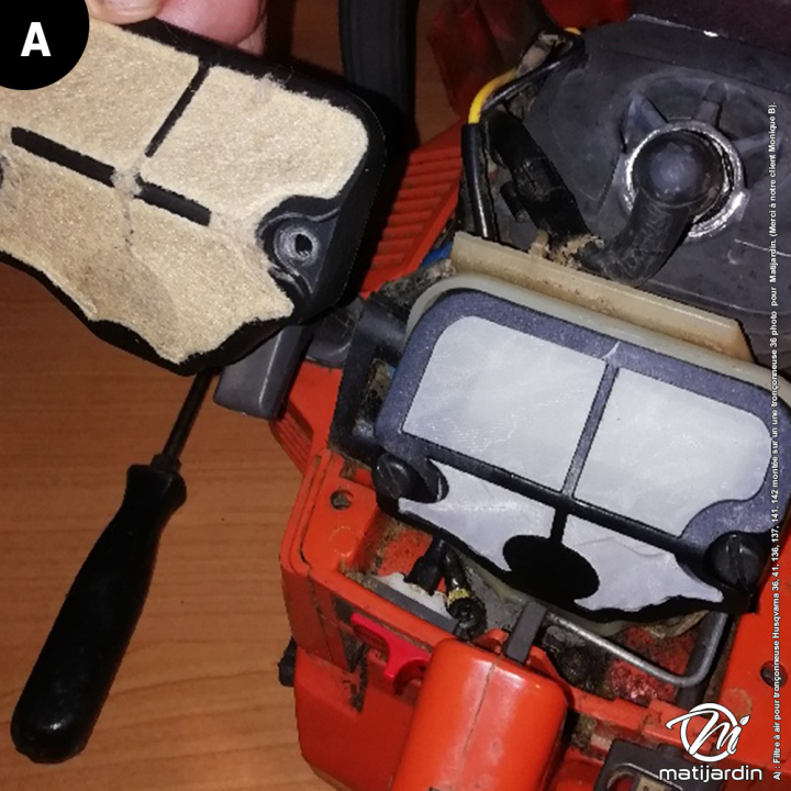 Filtre à air adaptable pour tronçonneuse Husqvarna 36, 41, 136, 137, 141, 142
