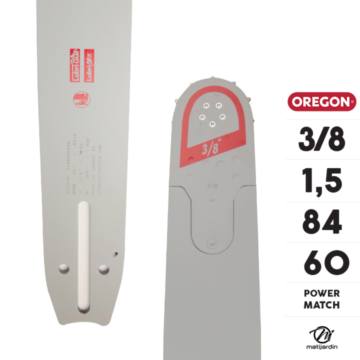 Guide tronçonneuse Oregon 60 cm. 3/8" 1,5 mm 84 maillons 248RNDD009 Power Match