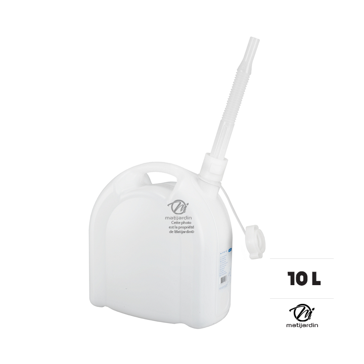 Bidon de 10 litres. Liquide alimentaire. Renforcé avec bec verseur