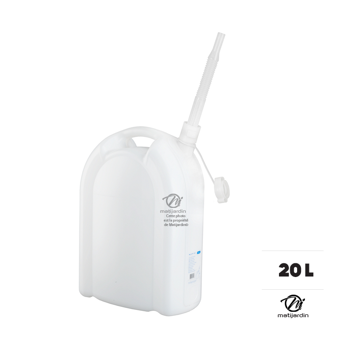 Bidon de 20 litres. Liquide alimentaire. Renforcé avec bec verseur