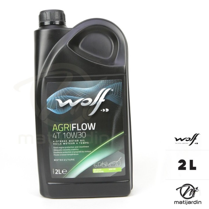 Huile moteur Agriflow 4T 10W30 Wolf 2 Litres