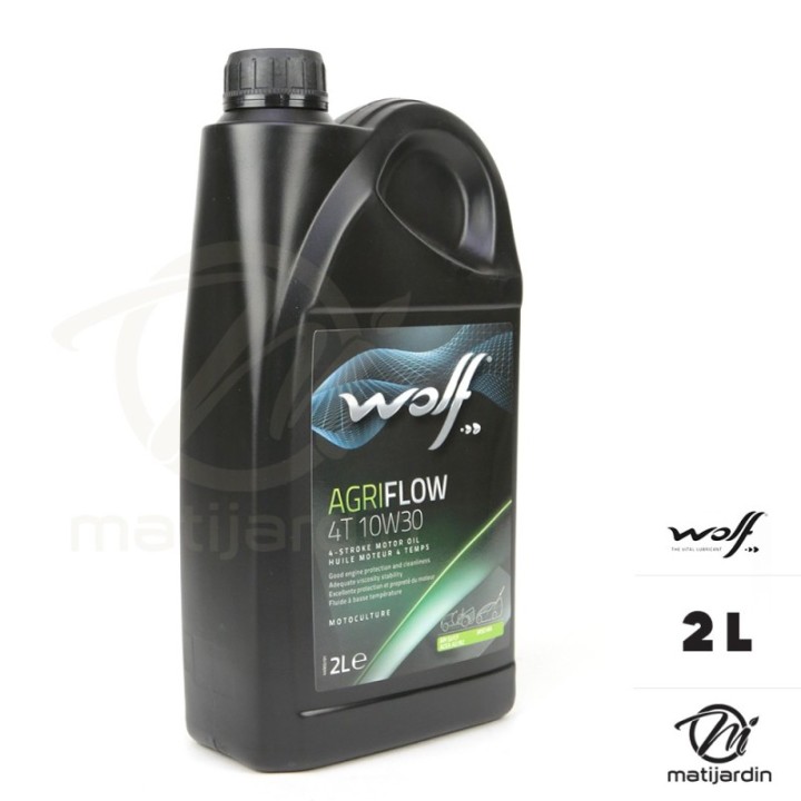 Huile moteur Agriflow 4T 10W30 Wolf 2 Litres