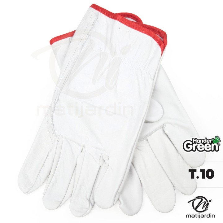 Gants cuir haute qualité. Cuir et jardin. Taille 10. HanderGreen®