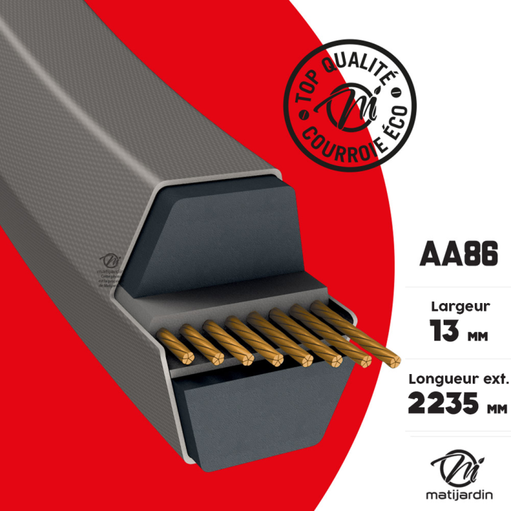 Courroie tondeuse AA86 prix éco, Héxagonale, 13 mm x 2267 mm