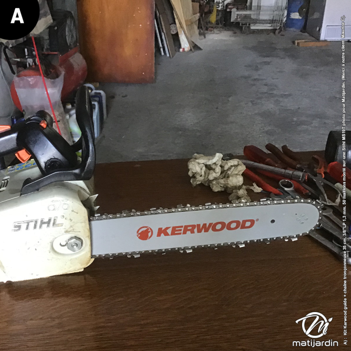 Kit Kerwood guide + chaîne tronçonneuse 35 cm, 3/8"LP 1,3 mm. 50 maillons