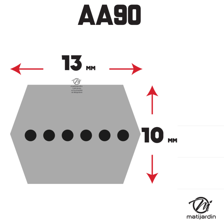 Courroie tondeuse Héxagonale AA91 - 13 mm x 2394 mm