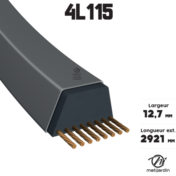 Courroie tondeuse 4L115 Teknic Kevlar Trapézoïdale - 12,7 mm x 2921 mm