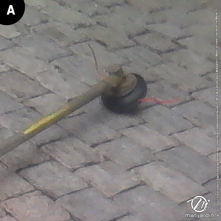 Fil débroussailleuse nylon 3 mm x 44 m. Carré. Orange. Blister