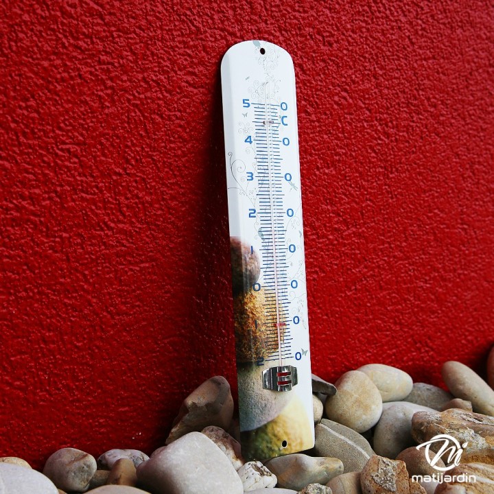 Thermomètre métal imprimé zen galet. Spear & Jackson