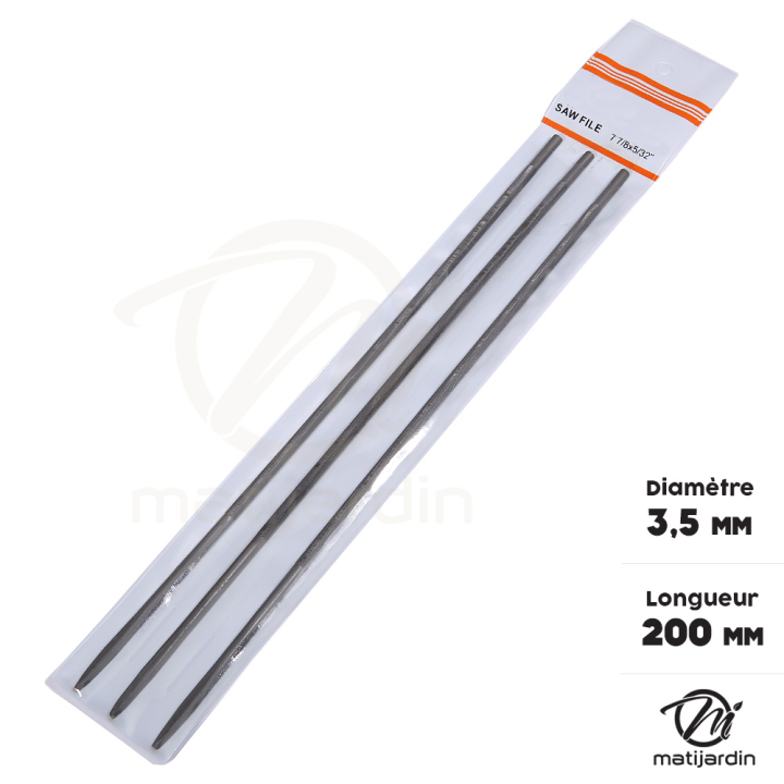 Lime d'affûtage de chaîne Hobby. x12. Ø 4 mm. Longueur 200 mm