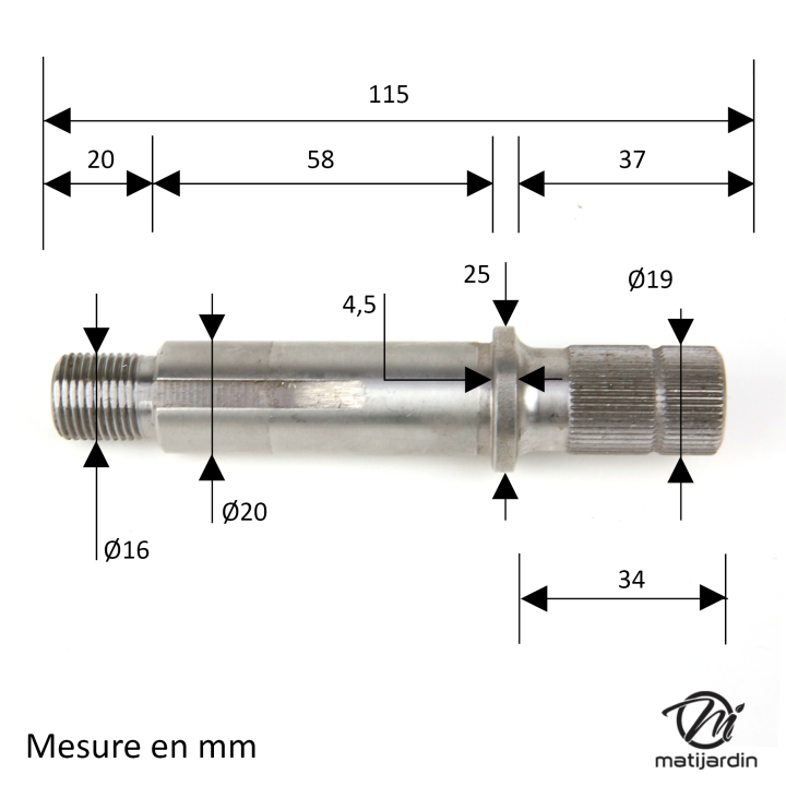 Arbre de palier N° 7530307 pour MTD