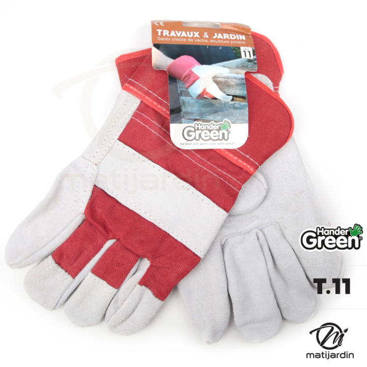 Gants cuir. Travaux et jardin. Taille 11. HanderGreen®