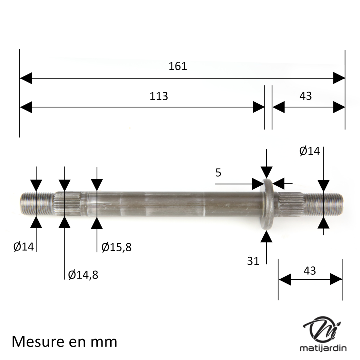 Arbre de palier N° 91921 pour Murray