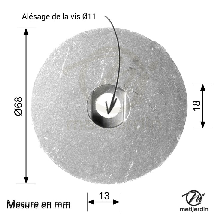 Support de lame, moyeu pour tondeuse Castelgarden N° 22465611/0