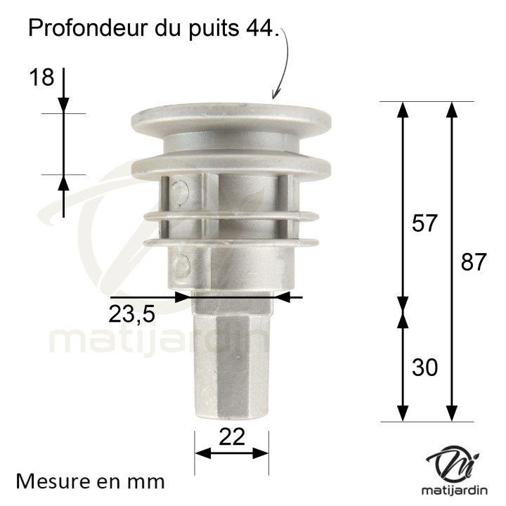 Support de lame, moyeu pour tondeuse Castelgarden N° 22465605/0