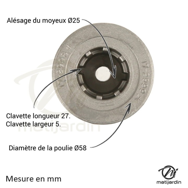 Support de lame, moyeu pour tondeuse Castelgarden N° 22465606/0