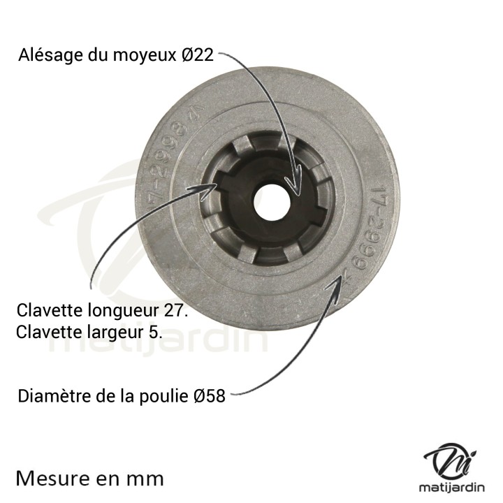 Support de lame, moyeu pour tondeuse Castelgarden N° 22465605/0