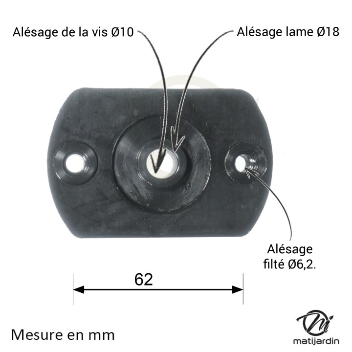 Support de lame, moyeu pour tondeuse Castelgarden N° 22463187