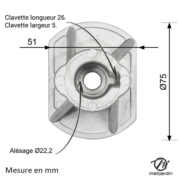 Support de lame, moyeu pour tondeuse Castelgarden 22463255, 22463015/0