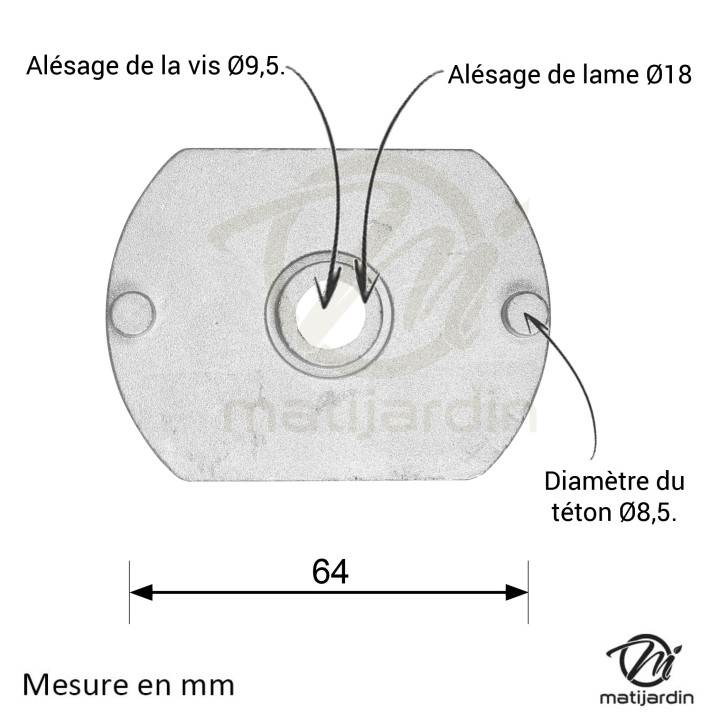 Support de lame, moyeu pour tondeuse Castelgarden 22463255, 22463015/0
