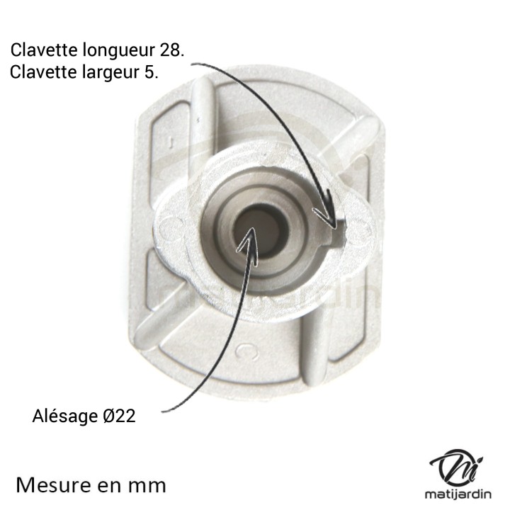 Support de lame, moyeu pour tondeuse Castelgarden N° 89000012/0, 89000002/0. Pour arbre Ø 22 mm