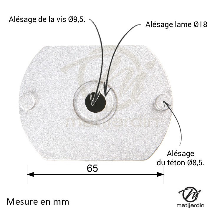 Support de lame, moyeu pour tondeuse Castelgarden N° 89000012/0, 89000002/0. Pour arbre Ø 22 mm