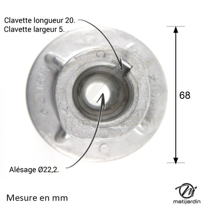 Support de lame, moyeu Ø 22 mm pour tondeuse Castelgarden N° 22465576/0.