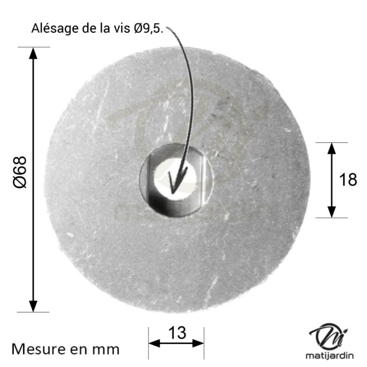 Support de lame, moyeu Ø 22 mm pour tondeuse Castelgarden N° 22465576/0.