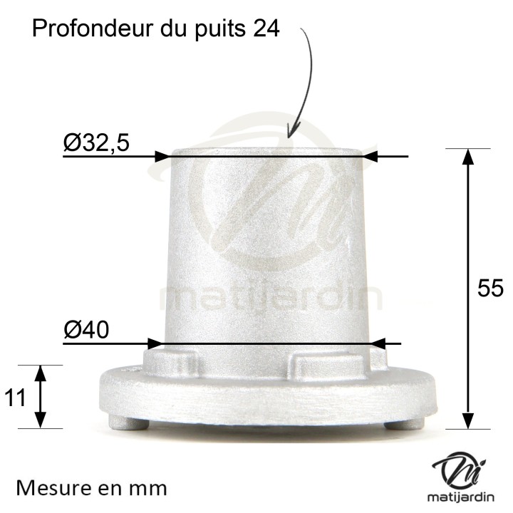 Support de lame, moyeu pour tondeuse Stiga N° 1111-1408-01