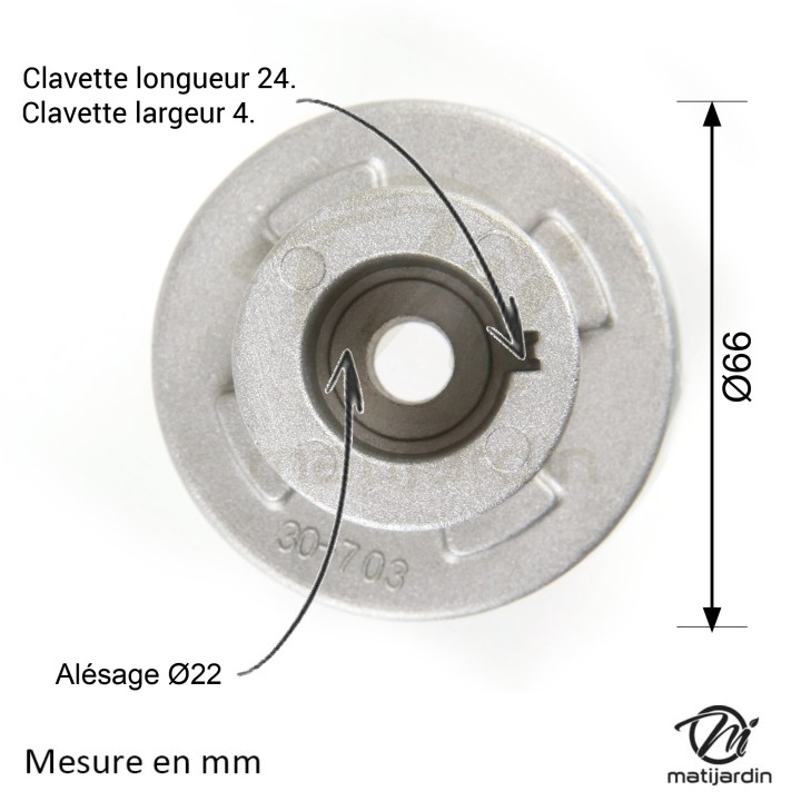 Support de lame, moyeu pour tondeuse Stiga N° 1111-1408-01