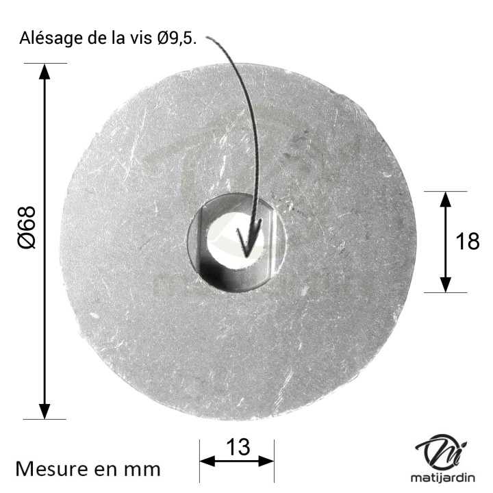 Support de lame, moyeu pour tondeuse Castelgarden N° 22465609/0, 22465575/0