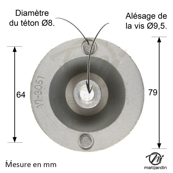 Support de lame, moyeu pour tondeuse Efco N° 660300A