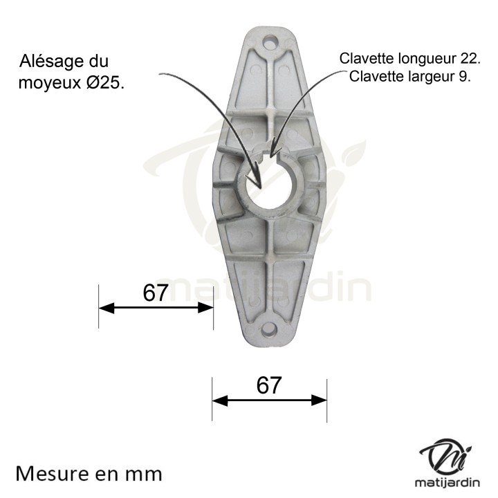 Support de lame, moyeu pour tondeuse Stiga N° 1134-2082-01